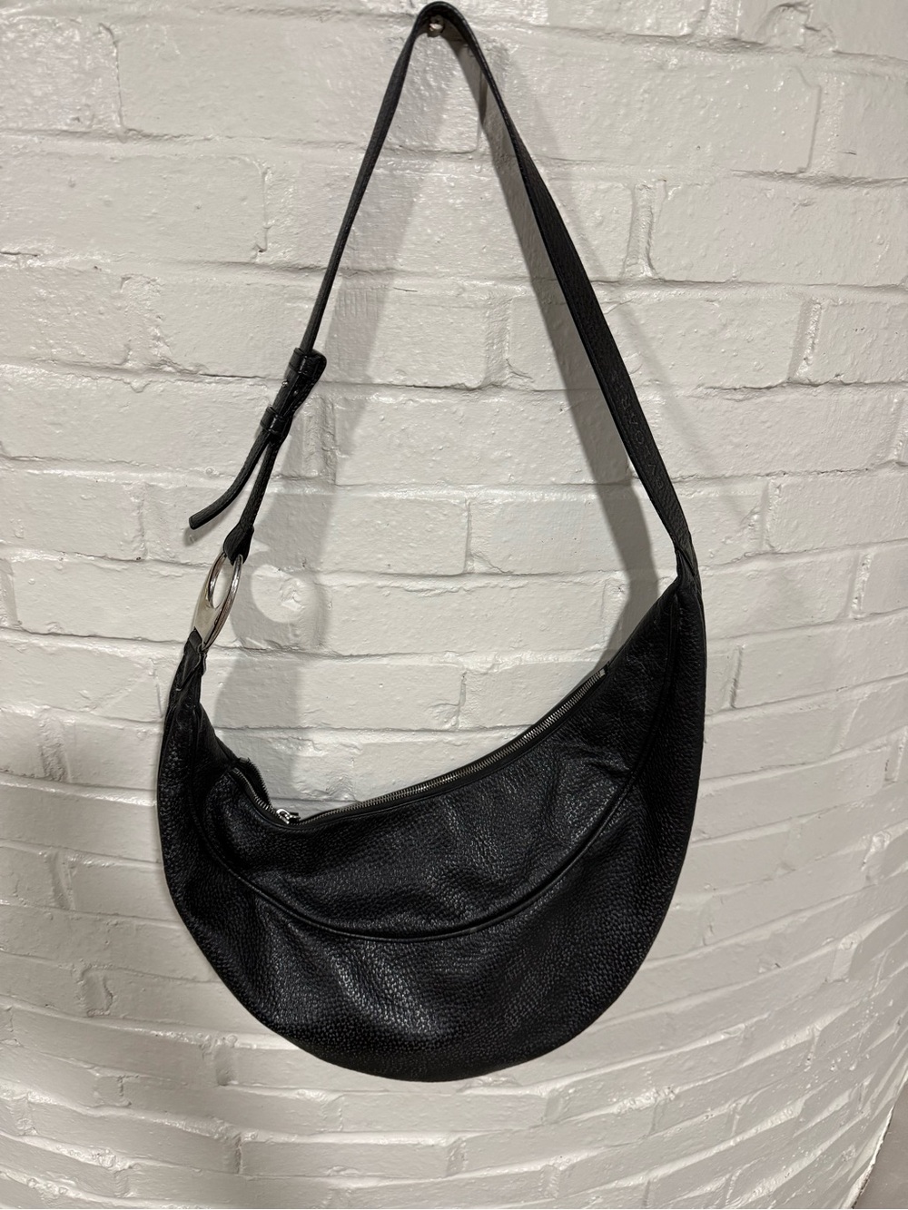 BVLGARI Black Crescent Shoulder Bag with Curved Silhouette